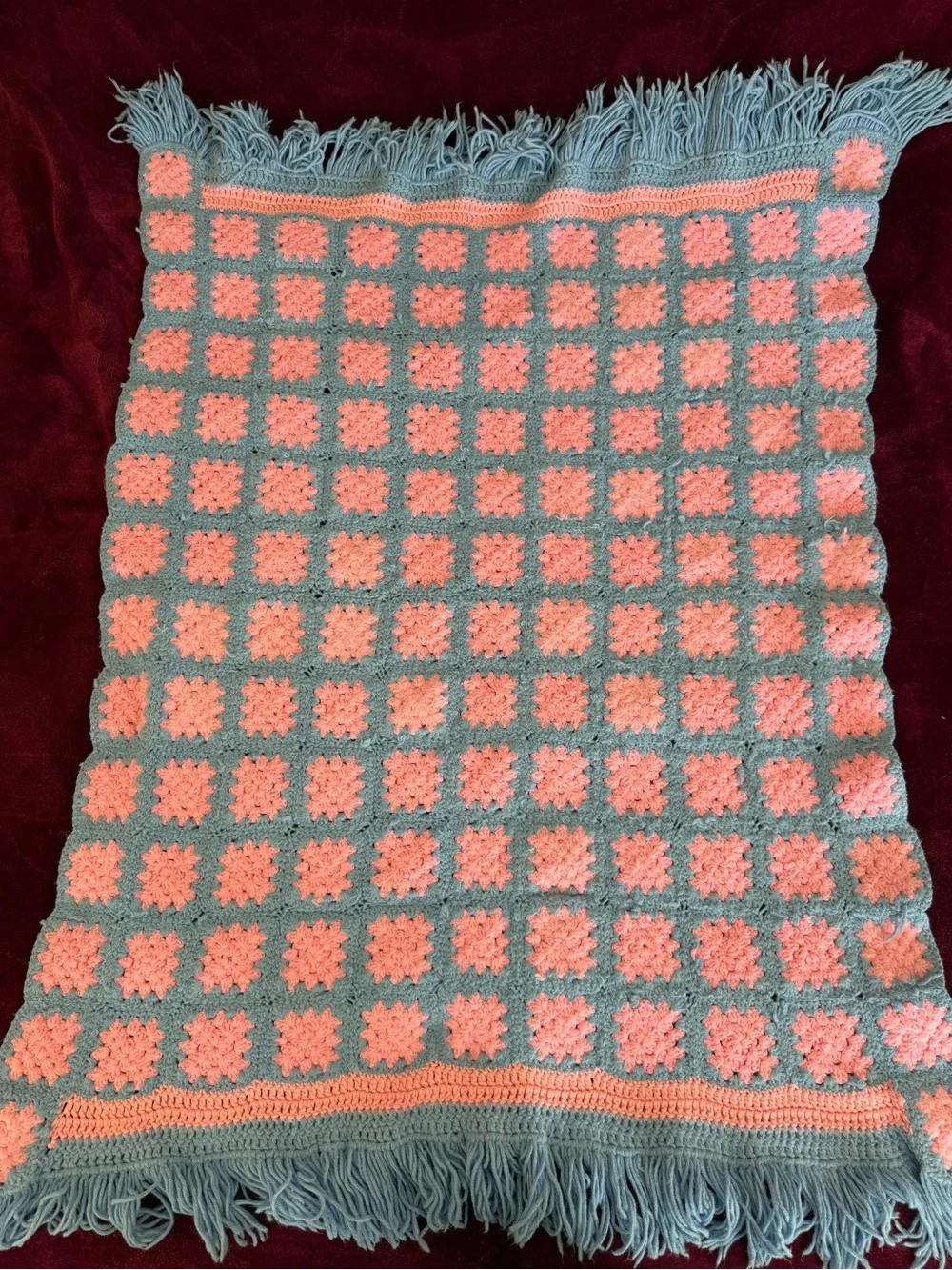 Handmade Crochet Granny Square Throw Blanket